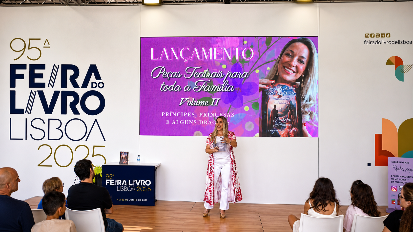 Vanessa Navas no lançamento de Peças Teatrais para toda a Família, Feira do Livro de Lisboa 2025